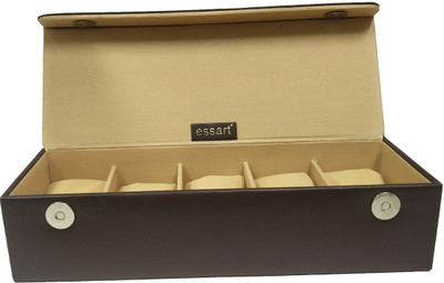 Essart Case 8 Watch Box(Brown, Holds 5 Watches)