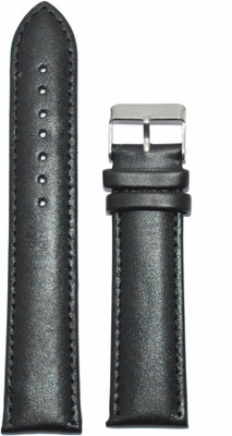 Kolet Plain Padded 18 mm Leather Watch Strap(Black)