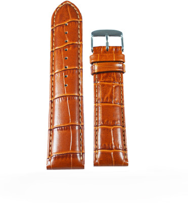 Kolet Croco Padded 24 mm Leather Watch Strap(Tan)