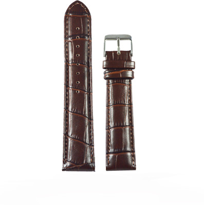 Kolet Croco Padded 18 mm Leather Watch Strap(Brown)