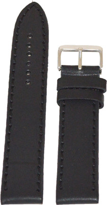 Kolet Plain B 20 mm Leather Watch Strap(Black)