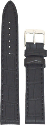 Kolet Croco Matte Finish 20 mm Leather Watch Strap(Black)