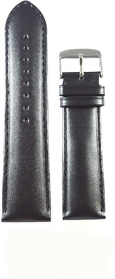 Kolet Plain Padded 24 mm Leather Watch Strap(Black)