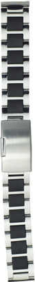 Kolet Steel Black 22 mm Steel Watch Strap(Silver, Black)