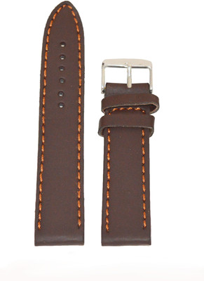 Kolet Plain Matte Finish 18 mm Leather Watch Strap(Brown)