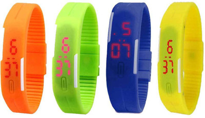 Kissu Led Magnet Band Combo of 4 Orange, Green, Blue And Yellow Watch - For Men & Women
Kissu Led Magnet Band Combo of 4 Orange, Green, Blue And Yellow Watch - For Men & Women