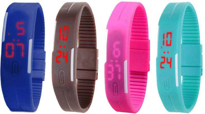 Kissu Led Magnet Band Combo of 4 Blue, Brown, Pink And Sky Blue Watch - For Men & Women
Kissu Led Magnet Band Combo of 4 Blue, Brown, Pink And Sky Blue Watch - For Men & Women