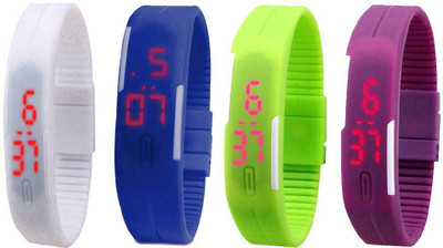 Kissu Led Magnet Band Combo of 4 White, Blue, Green And Purple Watch - For Men & Women
Kissu Led Magnet Band Combo of 4 White, Blue, Green And Purple Watch - For Men & Women