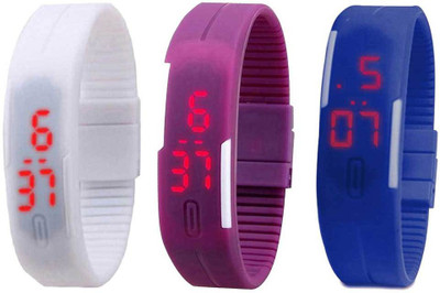 RSN Silicone Led Magnet Band Combo of 3 White, Purple And Blue Watch - For Men & Women
RSN Silicone Led Magnet Band Combo of 3 White, Purple And Blue Watch - For Men & Women