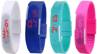 NS18 Silicone Led Magnet Band Watch Combo of 4 White, Blue, Sky Blue And Pink Watch - For Couple
NS18 Silicone Led Magnet Band Watch Combo of 4 White, Blue, Sky Blue And Pink Watch - For Couple