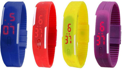 Kissu Led Magnet Band Combo of 4 Blue, Red, Yellow And Purple Watch - For Men & Women
Kissu Led Magnet Band Combo of 4 Blue, Red, Yellow And Purple Watch - For Men & Women