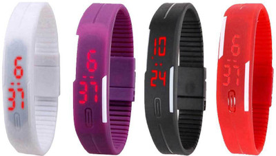 Kissu Led Magnet Band Combo of 4 White, Purple, Black And Red Watch - For Men & Women
Kissu Led Magnet Band Combo of 4 White, Purple, Black And Red Watch - For Men & Women
