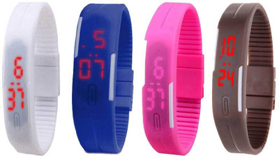 Kissu Led Magnet Band Combo of 4 White, Blue, Pink And Brown Watch - For Men & Women
Kissu Led Magnet Band Combo of 4 White, Blue, Pink And Brown Watch - For Men & Women