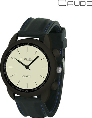 Crude rg415 black strap cream dial all black watch for men Watch - For Men