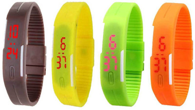 Kissu Led Magnet Band Combo of 4 Brown, Yellow, Green And Orange Watch - For Men & Women
Kissu Led Magnet Band Combo of 4 Brown, Yellow, Green And Orange Watch - For Men & Women