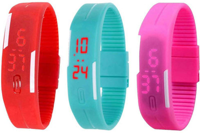 NS18 Silicone Led Magnet Band Combo of 3 Red, Sky Blue And Pink Watch - For Boys & Girls
NS18 Silicone Led Magnet Band Combo of 3 Red, Sky Blue And Pink Watch - For Boys & Girls