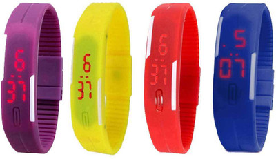 Kissu Led Magnet Band Combo of 4 Purple, Yellow, Red And Blue Watch - For Men & Women
Kissu Led Magnet Band Combo of 4 Purple, Yellow, Red And Blue Watch - For Men & Women