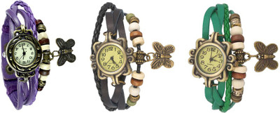 Kissu Vintage Rakhi Watch Combo of 3 Purple, Black And Green Watch - For Women
Kissu Vintage Rakhi Watch Combo of 3 Purple, Black And Green Watch - For Women