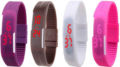Kissu Led Magnet Band Combo of 4 Purple, Brown, White And Pink Watch - For Men & Women
Kissu Led Magnet Band Combo of 4 Purple, Brown, White And Pink Watch - For Men & Women