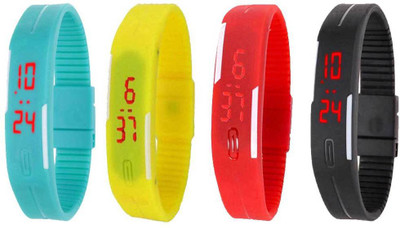 Kissu Led Magnet Band Combo of 4 Sky Blue, Yellow, Red And Black Watch - For Men & Women
Kissu Led Magnet Band Combo of 4 Sky Blue, Yellow, Red And Black Watch - For Men & Women