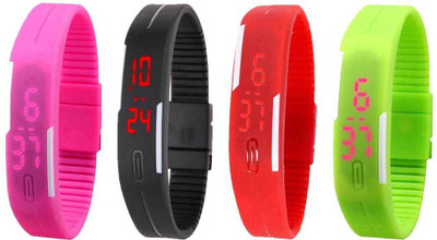 Kissu Led Magnet Band Combo of 4 Pink, Black, Red And Green Watch - For Men & Women
Kissu Led Magnet Band Combo of 4 Pink, Black, Red And Green Watch - For Men & Women