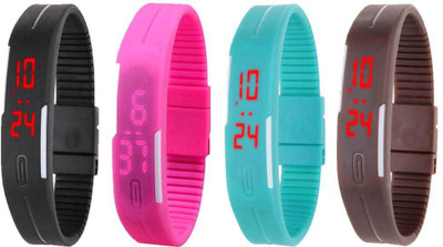 Kissu Led Magnet Band Combo of 4 Black, Pink, Sky Blue And Brown Watch - For Men & Women
Kissu Led Magnet Band Combo of 4 Black, Pink, Sky Blue And Brown Watch - For Men & Women