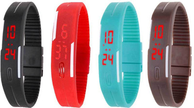 NS18 Silicone Led Magnet Band Combo of 4 Black, Red, Sky Blue And Brown Watch - For Boys & Girls
NS18 Silicone Led Magnet Band Combo of 4 Black, Red, Sky Blue And Brown Watch - For Boys & Girls
