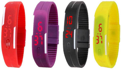 Kissu Led Magnet Band Combo of 4 Red, Purple, Black And Yellow Watch - For Men & Women
Kissu Led Magnet Band Combo of 4 Red, Purple, Black And Yellow Watch - For Men & Women