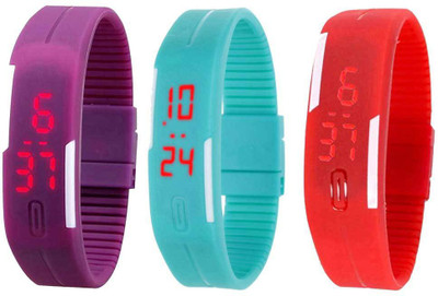NS18 Silicone Led Magnet Band Combo of 3 Purple, Sky Blue And Red Watch - For Boys & Girls
NS18 Silicone Led Magnet Band Combo of 3 Purple, Sky Blue And Red Watch - For Boys & Girls