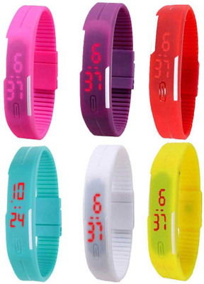 Kissu Led Magnet Band Combo of 6 Pink, Purple, Red, Sky Blue, White And Yellow Watch - For Men & Women
Kissu Led Magnet Band Combo of 6 Pink, Purple, Red, Sky Blue, White And Yellow Watch - For Men & Women