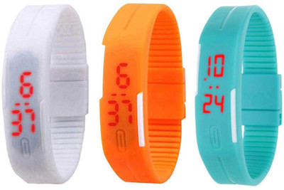 Kissu Led Band Watch Combo of 3 White, Orange And Sky Blue Watch - For Couple
Kissu Led Band Watch Combo of 3 White, Orange And Sky Blue Watch - For Couple