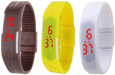 NS18 Silicone Led Magnet Band Combo of 3 Brown, Yellow And White Watch - For Boys & Girls
NS18 Silicone Led Magnet Band Combo of 3 Brown, Yellow And White Watch - For Boys & Girls