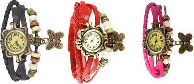 NS18 Vintage Butterfly Rakhi Watch Combo of 3 Black, Red And Pink Watch - For Women
NS18 Vintage Butterfly Rakhi Watch Combo of 3 Black, Red And Pink Watch - For Women