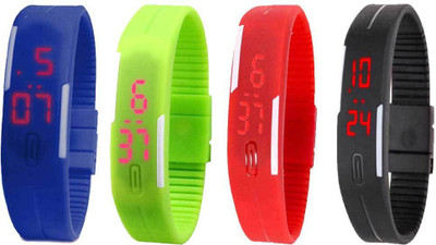 Kissu Led Magnet Band Combo of 4 Blue, Green, Red And Black Watch - For Men & Women
Kissu Led Magnet Band Combo of 4 Blue, Green, Red And Black Watch - For Men & Women