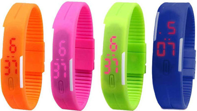 Kissu Led Magnet Band Combo of 4 Orange, Pink, Green And Blue Watch - For Men & Women
Kissu Led Magnet Band Combo of 4 Orange, Pink, Green And Blue Watch - For Men & Women