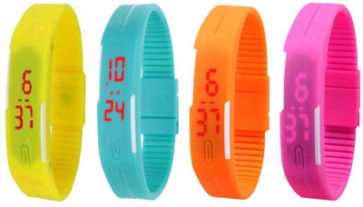 Kissu Led Magnet Band Combo of 4 Yellow, Sky Blue, Orange And Pink Watch - For Men & Women
Kissu Led Magnet Band Combo of 4 Yellow, Sky Blue, Orange And Pink Watch - For Men & Women