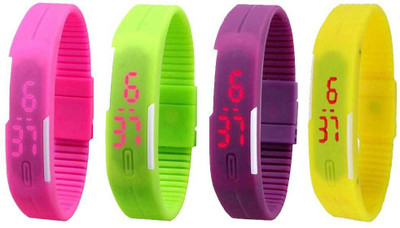NS18 Silicone Led Magnet Band Combo of 4 Pink, Green, Purple And Yellow Watch - For Boys & Girls
NS18 Silicone Led Magnet Band Combo of 4 Pink, Green, Purple And Yellow Watch - For Boys & Girls