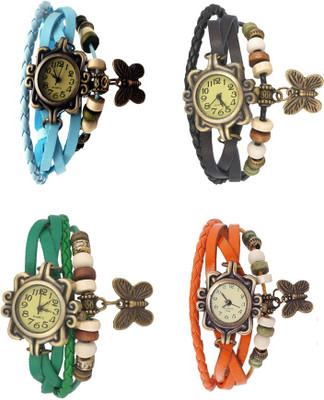 Kissu Vintage Rakhi Combo of 4 Sky Blue, Green, Black And Orange Watch - For Women 
Kissu Vintage Rakhi Combo of 4 Sky Blue, Green, Black And Orange Watch - For Women
