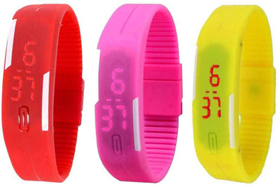 Kissu Led Magnet Band Combo of 3 Red, Pink And Yellow Watch - For Men & Women
Kissu Led Magnet Band Combo of 3 Red, Pink And Yellow Watch - For Men & Women