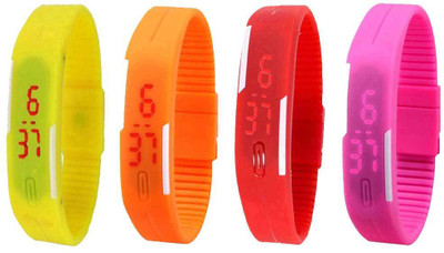 Kissu Led Magnet Band Combo of 4 Yellow, Orange, Red And Pink Watch - For Men & Women
Kissu Led Magnet Band Combo of 4 Yellow, Orange, Red And Pink Watch - For Men & Women