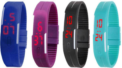Kissu Led Magnet Band Combo of 4 Blue, Purple, Black And Sky Blue Watch - For Men & Women
Kissu Led Magnet Band Combo of 4 Blue, Purple, Black And Sky Blue Watch - For Men & Women