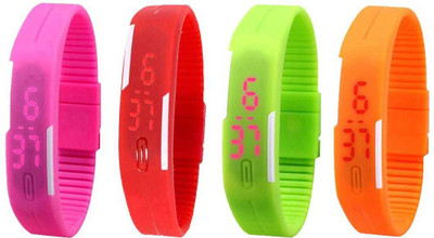 Kissu Led Magnet Band Combo of 4 Pink, Red, Green And Orange Watch - For Men & Women
Kissu Led Magnet Band Combo of 4 Pink, Red, Green And Orange Watch - For Men & Women