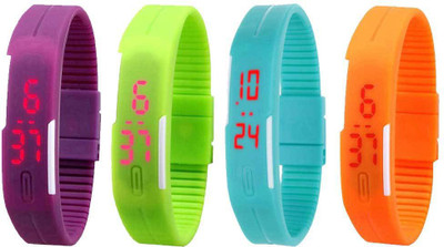 Kissu Led Magnet Band Combo of 4 Purple, Green, Sky Blue And Orange Watch - For Men & Women
Kissu Led Magnet Band Combo of 4 Purple, Green, Sky Blue And Orange Watch - For Men & Women