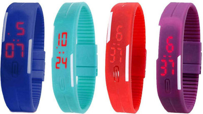 Kissu Led Magnet Band Combo of 4 Blue, Sky Blue, Red And Purple Watch - For Men & Women
Kissu Led Magnet Band Combo of 4 Blue, Sky Blue, Red And Purple Watch - For Men & Women