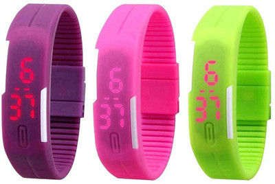 NS18 Silicone Led Magnet Band Combo of 3 Purple, Pink And Green Watch - For Boys & Girls
NS18 Silicone Led Magnet Band Combo of 3 Purple, Pink And Green Watch - For Boys & Girls