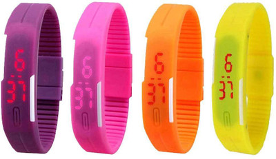 Kissu Led Magnet Band Combo of 4 Purple, Pink, Orange And Yellow Watch - For Men & Women
Kissu Led Magnet Band Combo of 4 Purple, Pink, Orange And Yellow Watch - For Men & Women