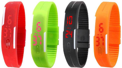NS18 Silicone Led Magnet Band Combo of 4 Red, Green, Black And Orange Watch - For Boys & Girls
NS18 Silicone Led Magnet Band Combo of 4 Red, Green, Black And Orange Watch - For Boys & Girls