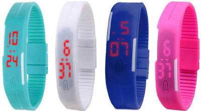 Kissu Led Magnet Band Combo of 4 Sky Blue, White, Blue And Pink Watch - For Men & Women
Kissu Led Magnet Band Combo of 4 Sky Blue, White, Blue And Pink Watch - For Men & Women
