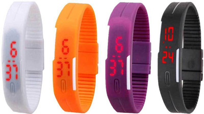 Kissu Led Magnet Band Combo of 4 White, Orange, Purple And Black Watch - For Men & Women
Kissu Led Magnet Band Combo of 4 White, Orange, Purple And Black Watch - For Men & Women