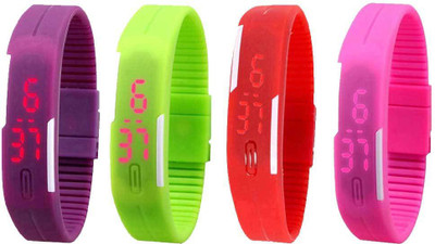 Kissu Led Magnet Band Combo of 4 Purple, Green, Red And Pink Watch - For Men & Women
Kissu Led Magnet Band Combo of 4 Purple, Green, Red And Pink Watch - For Men & Women